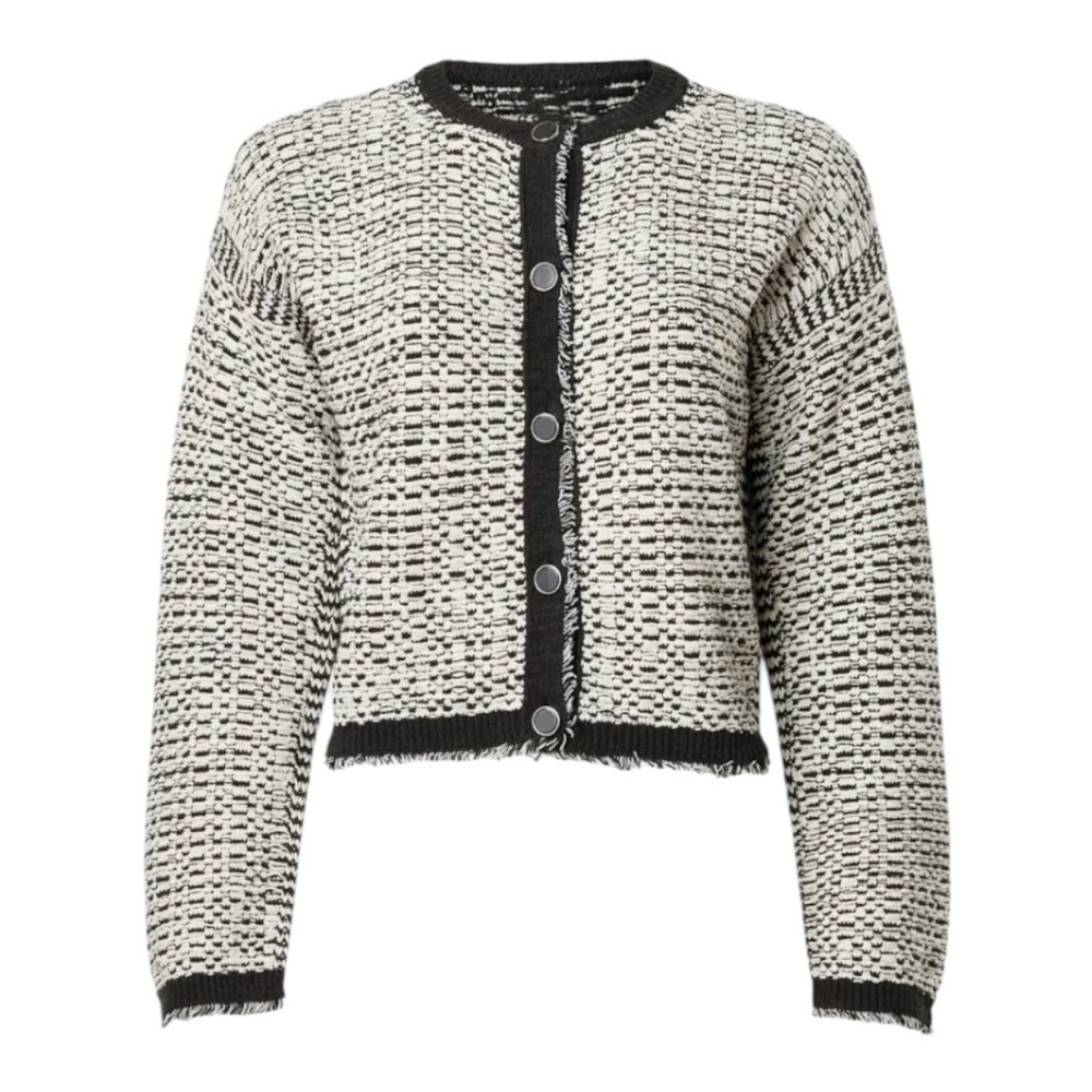 Club Monaco Twead Cardigan Jacket Black and White Cotton Blend Size XS